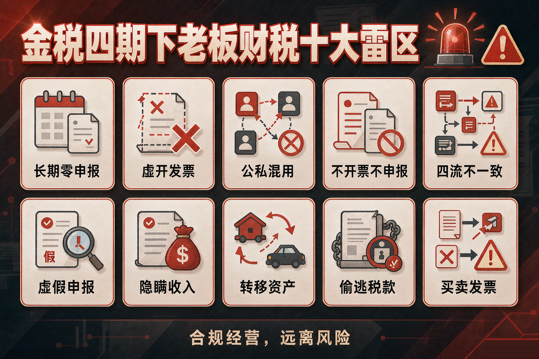 老板财税避坑指南:这10个雷区千万别踩(金税四期下)(图1) 老板财税十大雷区